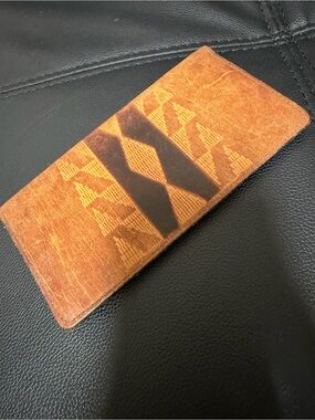 Men's Brown Patterned Leather Long Wallet